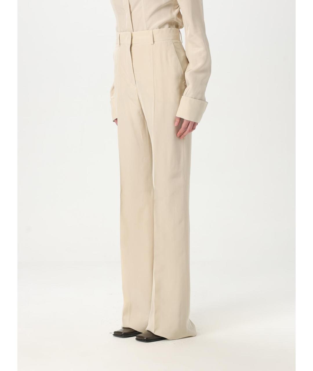 SPORTMAX Бежевые вискозные прямые брюки, фото 4