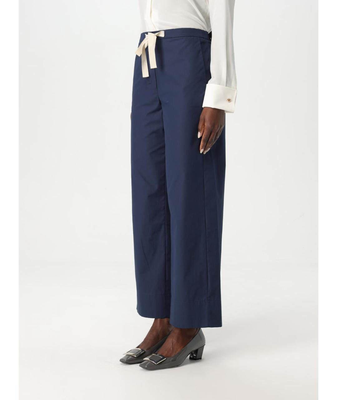 'S MAX MARA Синие хлопковые прямые брюки, фото 4