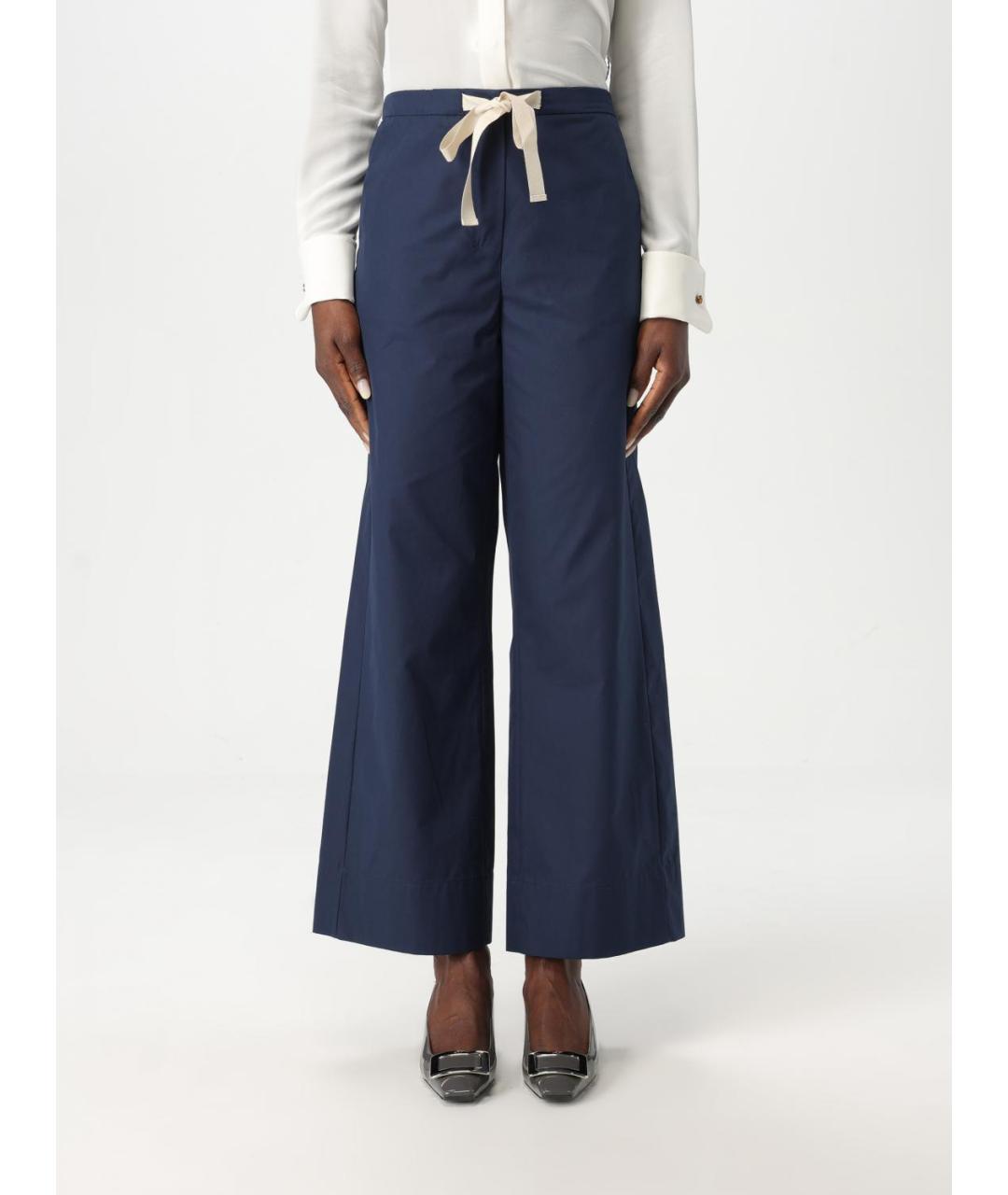 'S MAX MARA Синие хлопковые прямые брюки, фото 6