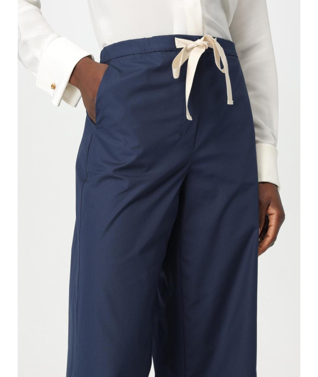 'S MAX MARA Синие хлопковые прямые брюки, фото 5