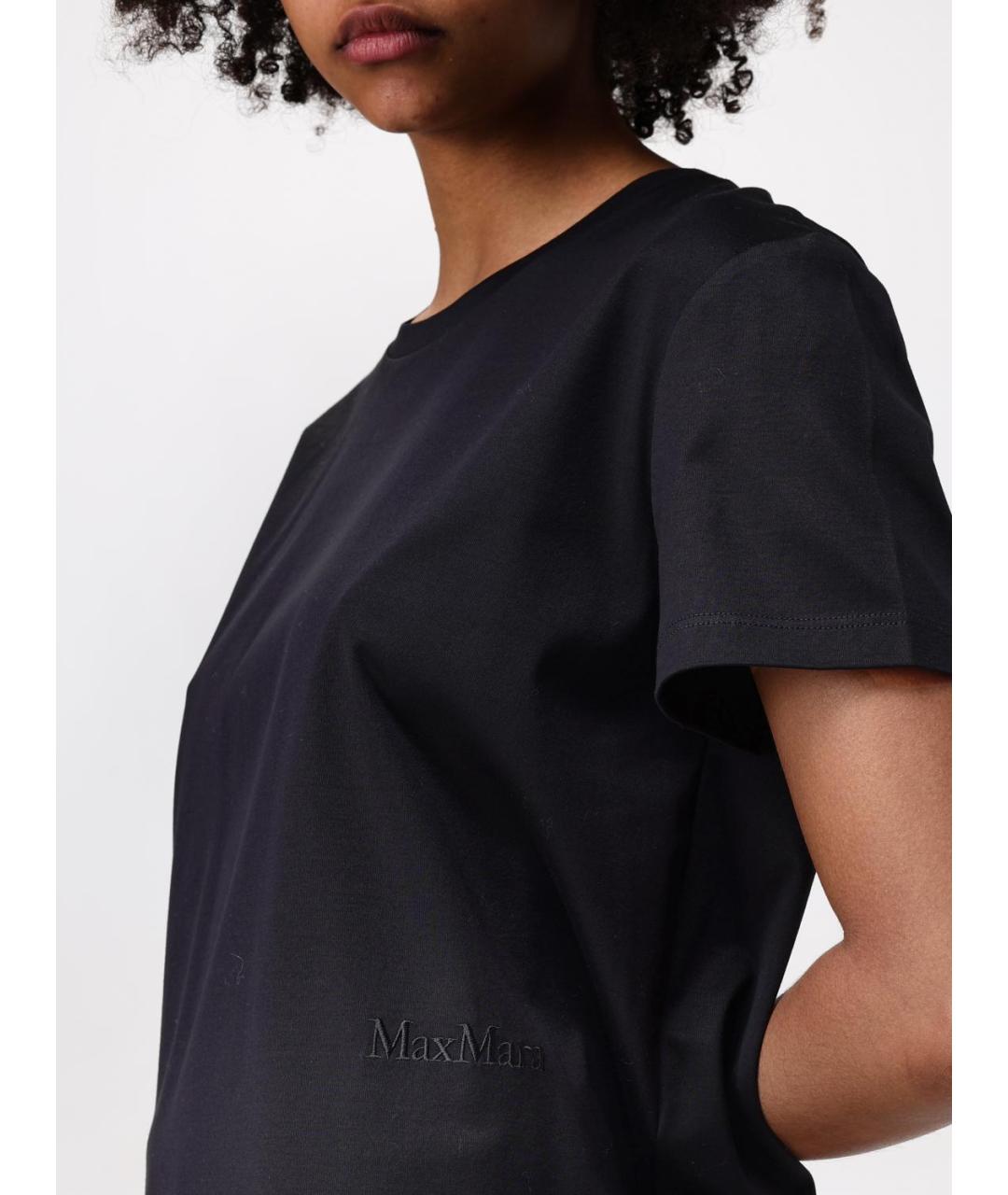 MAX MARA Черная хлопковая футболка, фото 4