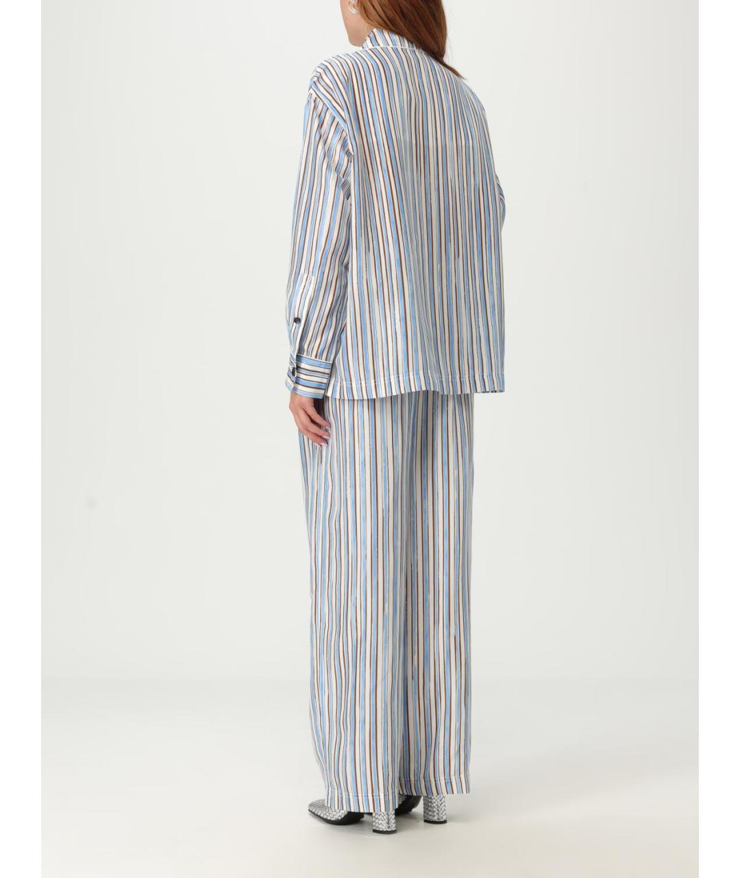 BOTTEGA VENETA Голубой шелковый костюм с брюками, фото 4