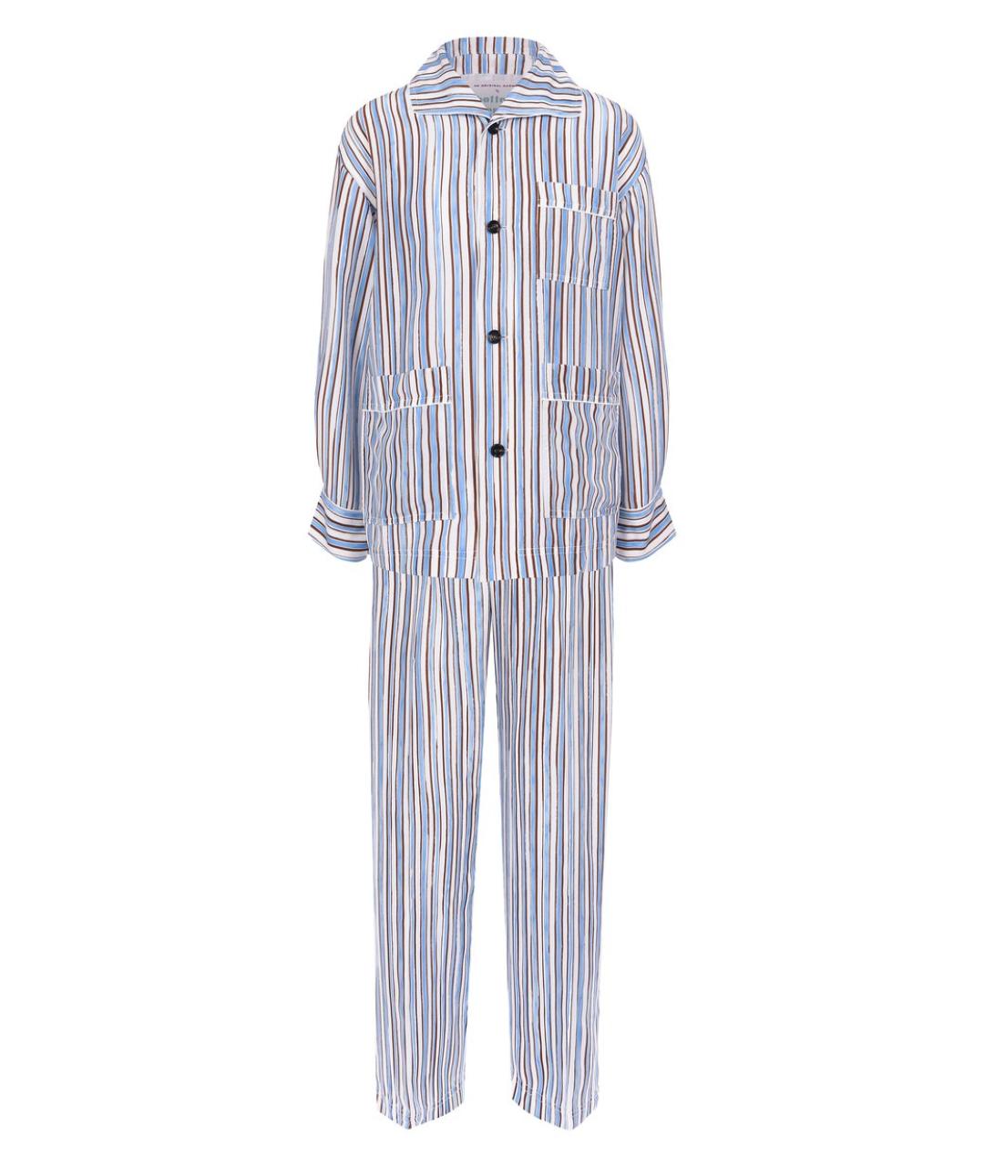 BOTTEGA VENETA Голубой шелковый костюм с брюками, фото 1