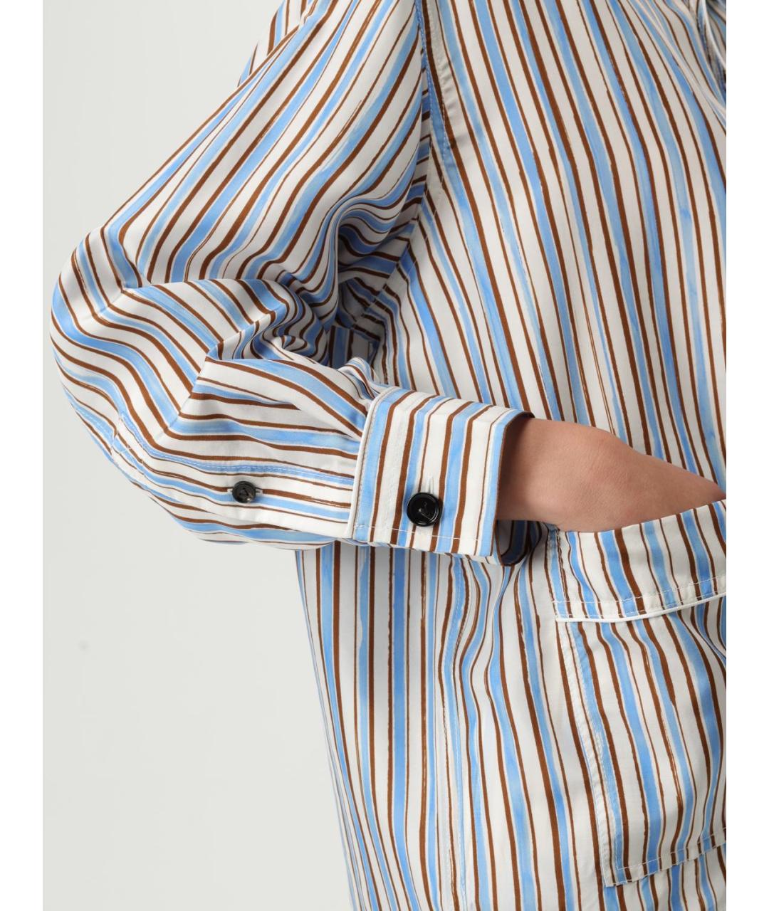 BOTTEGA VENETA Голубой шелковый костюм с брюками, фото 6