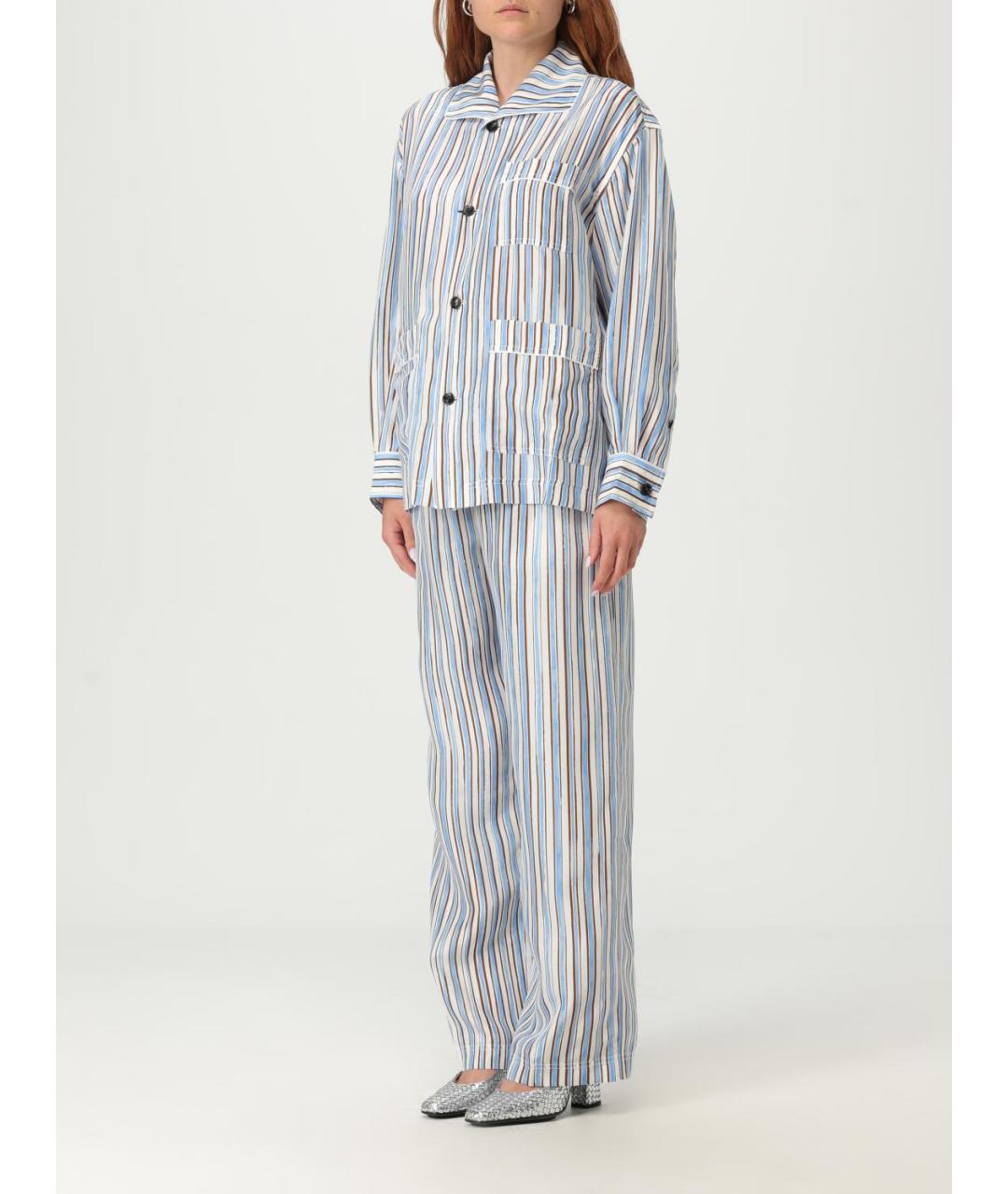 BOTTEGA VENETA Голубой шелковый костюм с брюками, фото 5