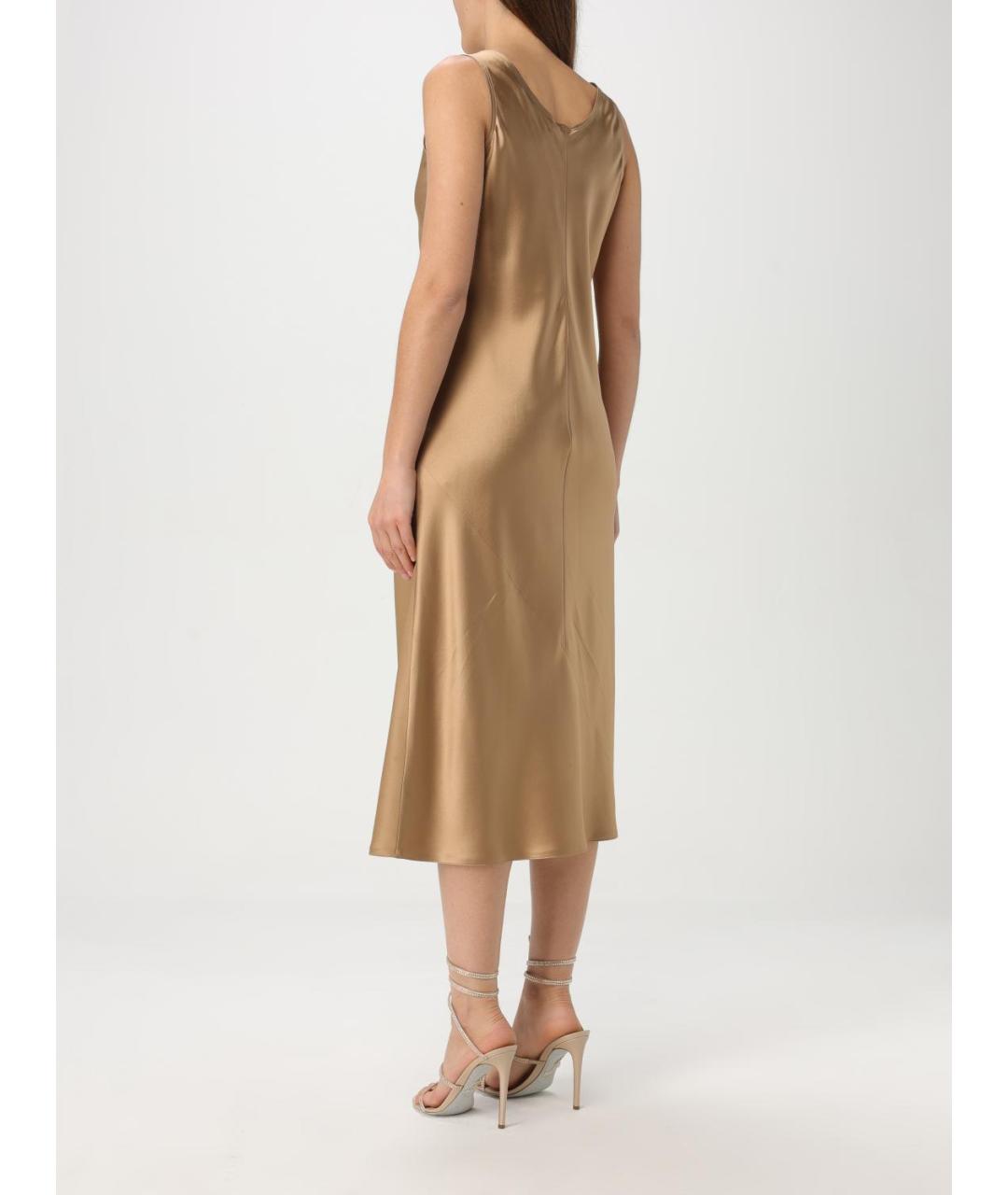 MAX MARA Бежевое шелковое повседневное платье, фото 2