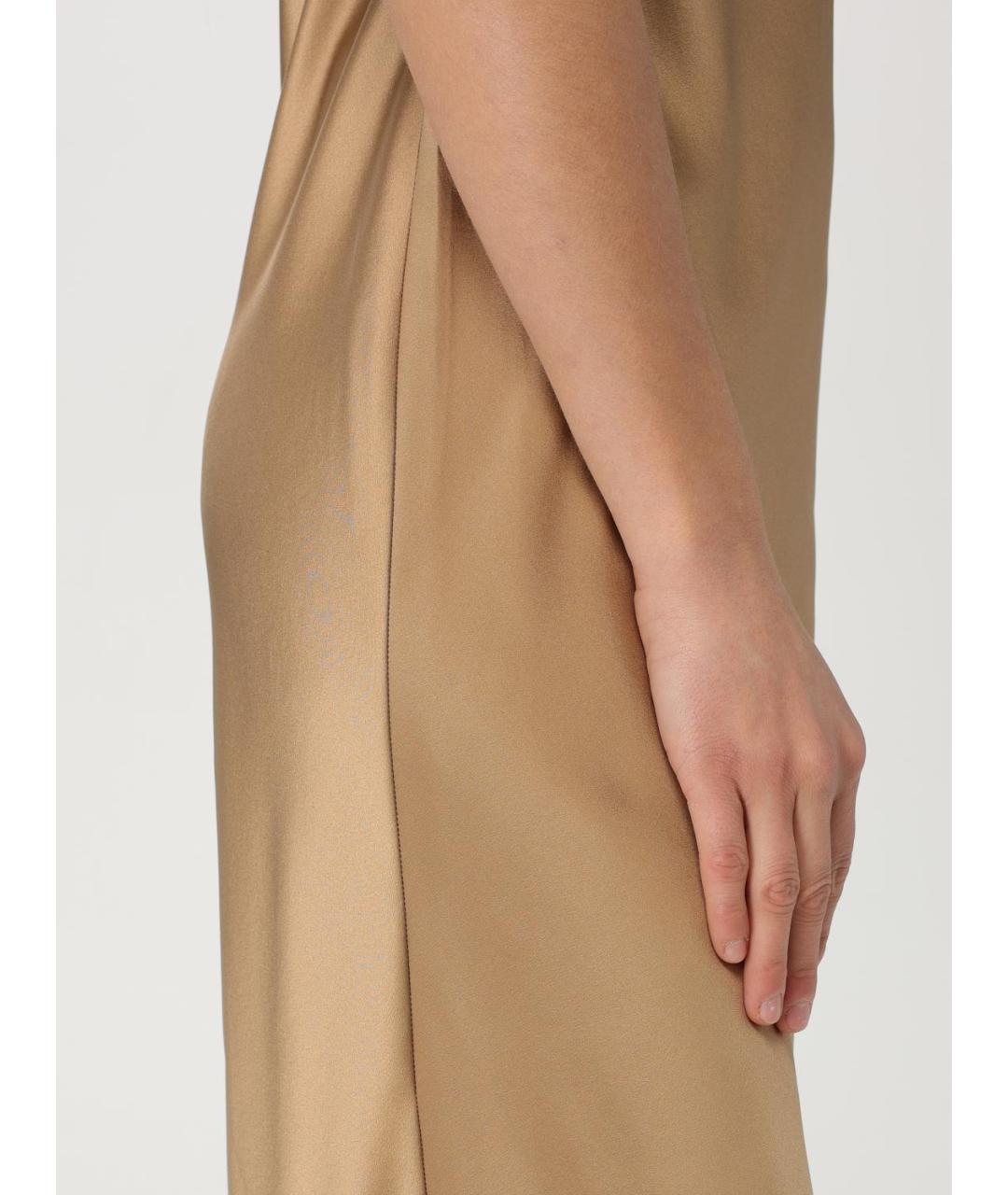 MAX MARA Бежевое шелковое повседневное платье, фото 4