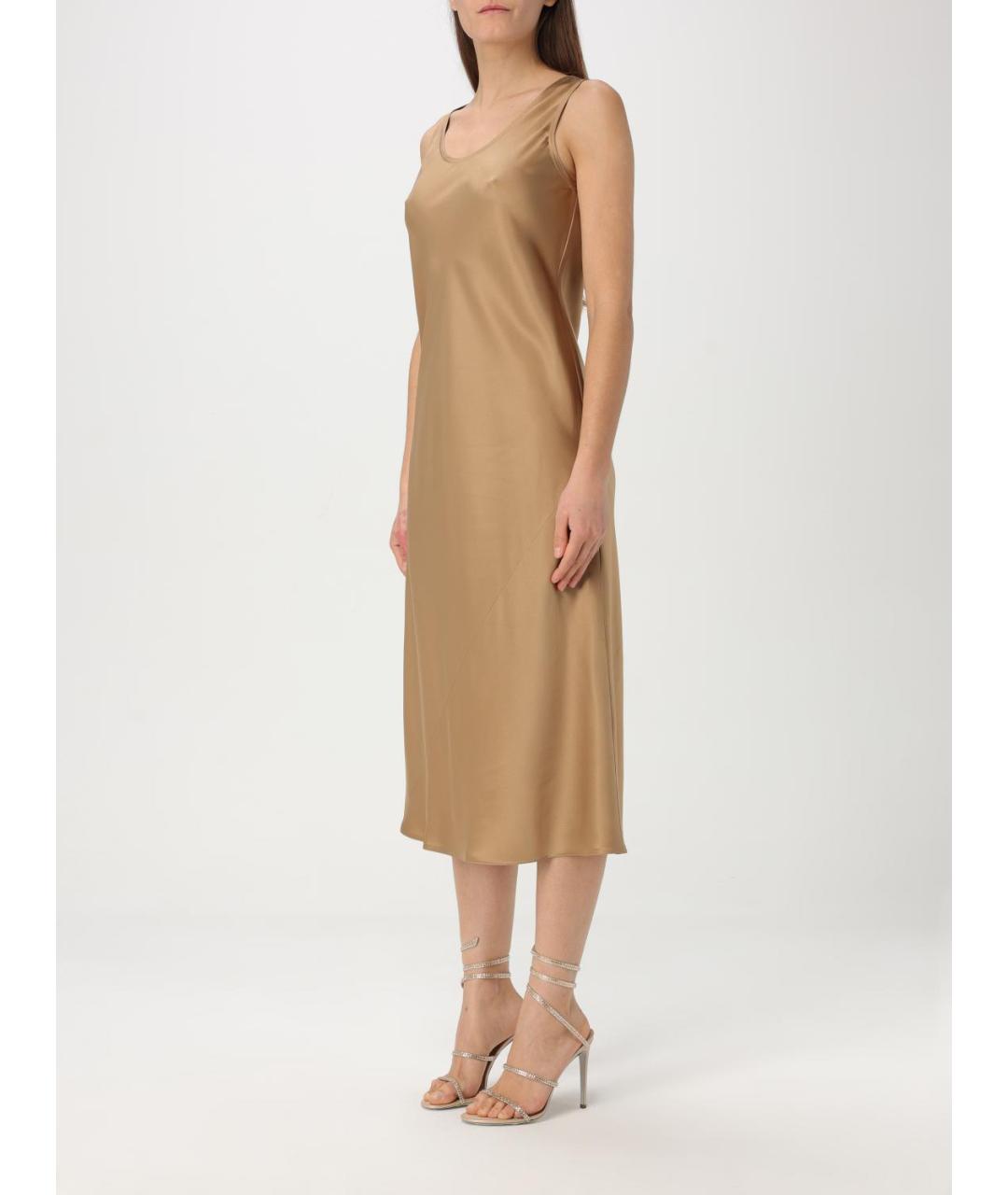 MAX MARA Бежевое шелковое повседневное платье, фото 3