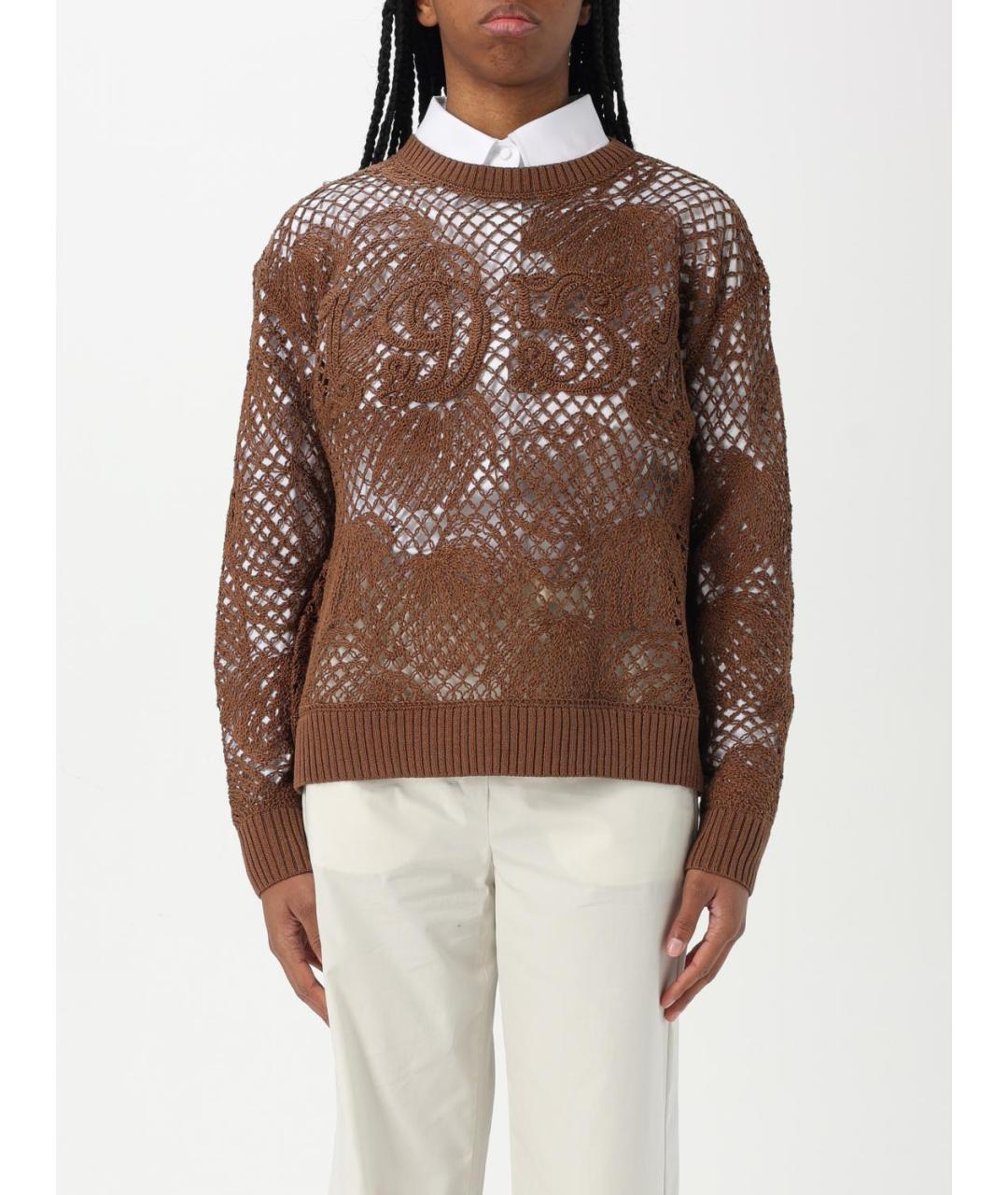 MAX MARA Коричневый хлопковый джемпер / свитер, фото 2