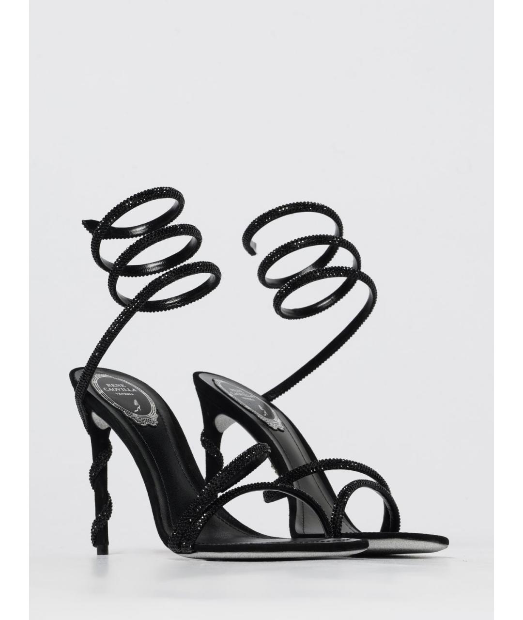 RENE CAOVILLA Черные текстильные босоножки, фото 2