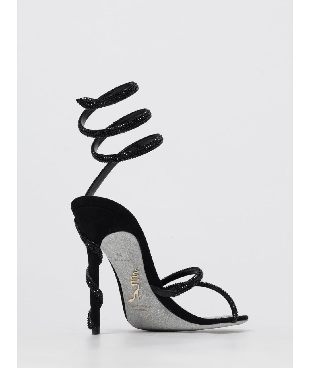 RENE CAOVILLA Черные текстильные босоножки, фото 3