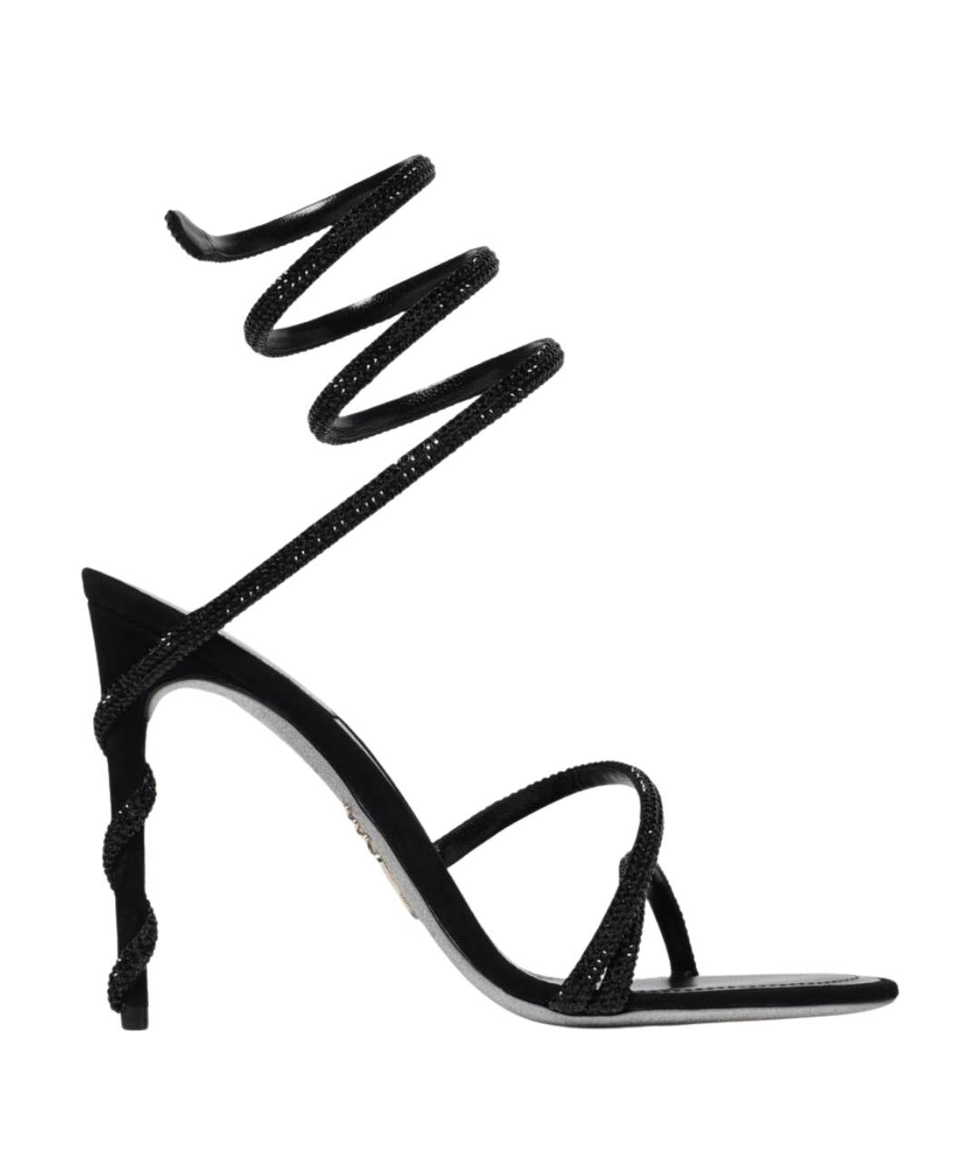 RENE CAOVILLA Черные текстильные босоножки, фото 1