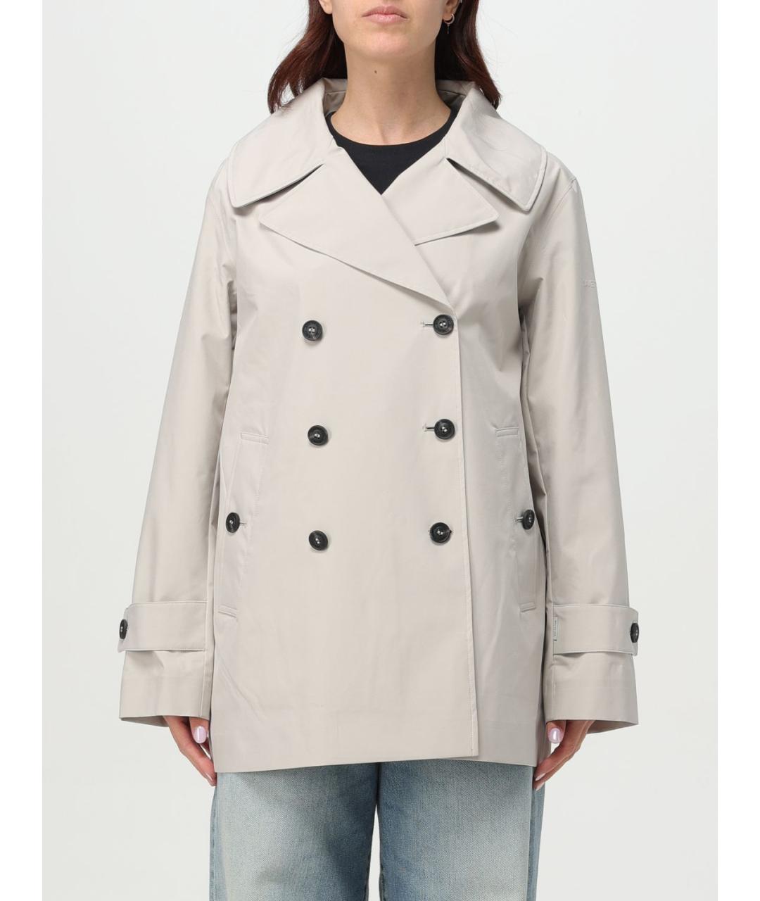 SAVE THE DUCK Бежевое полиэстеровое пальто, фото 5