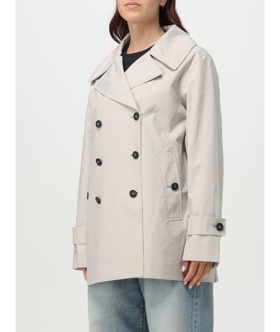 SAVE THE DUCK Бежевое полиэстеровое пальто, фото 3