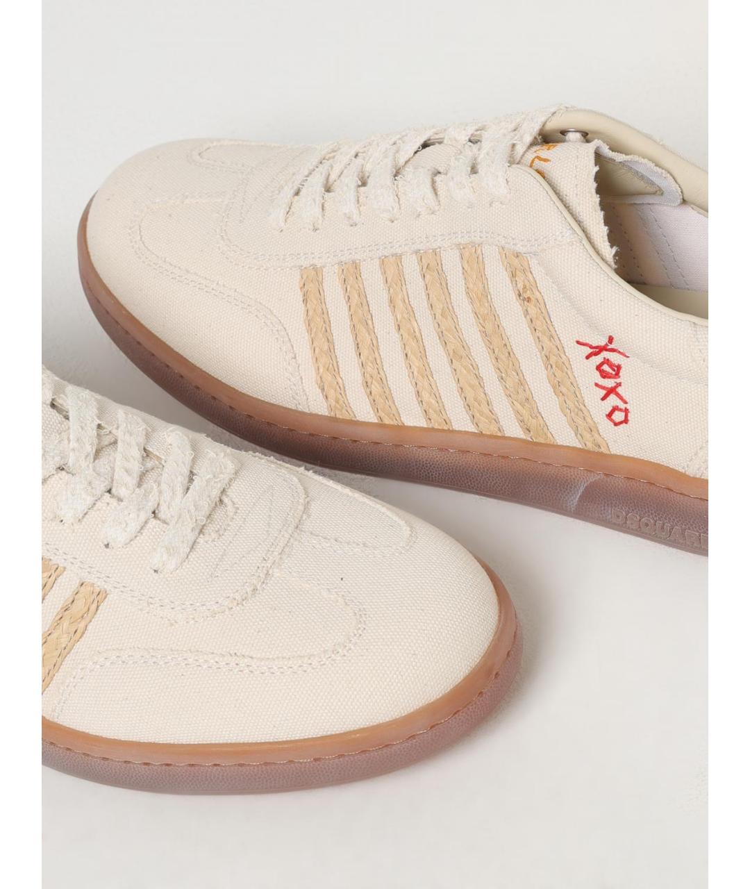 DSQUARED2 Бежевые замшевые низкие кроссовки / кеды, фото 4