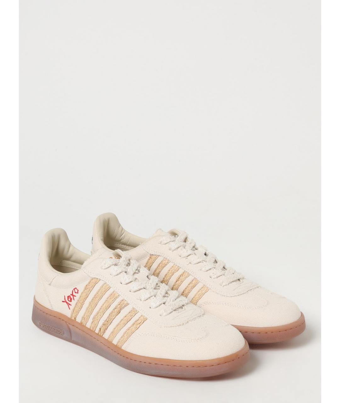 DSQUARED2 Бежевые замшевые низкие кроссовки / кеды, фото 2