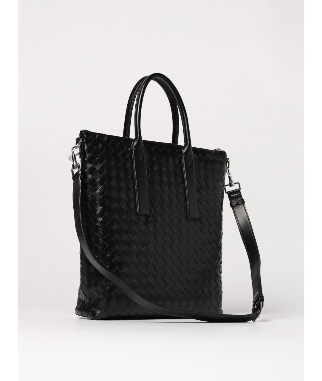 BOTTEGA VENETA Черная кожаная сумка тоут, фото 3