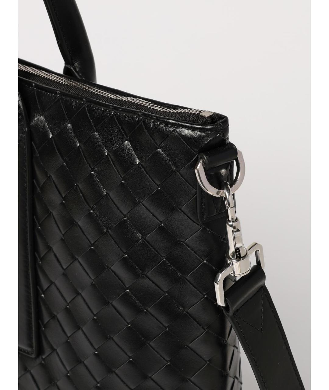 BOTTEGA VENETA Черная кожаная сумка тоут, фото 4