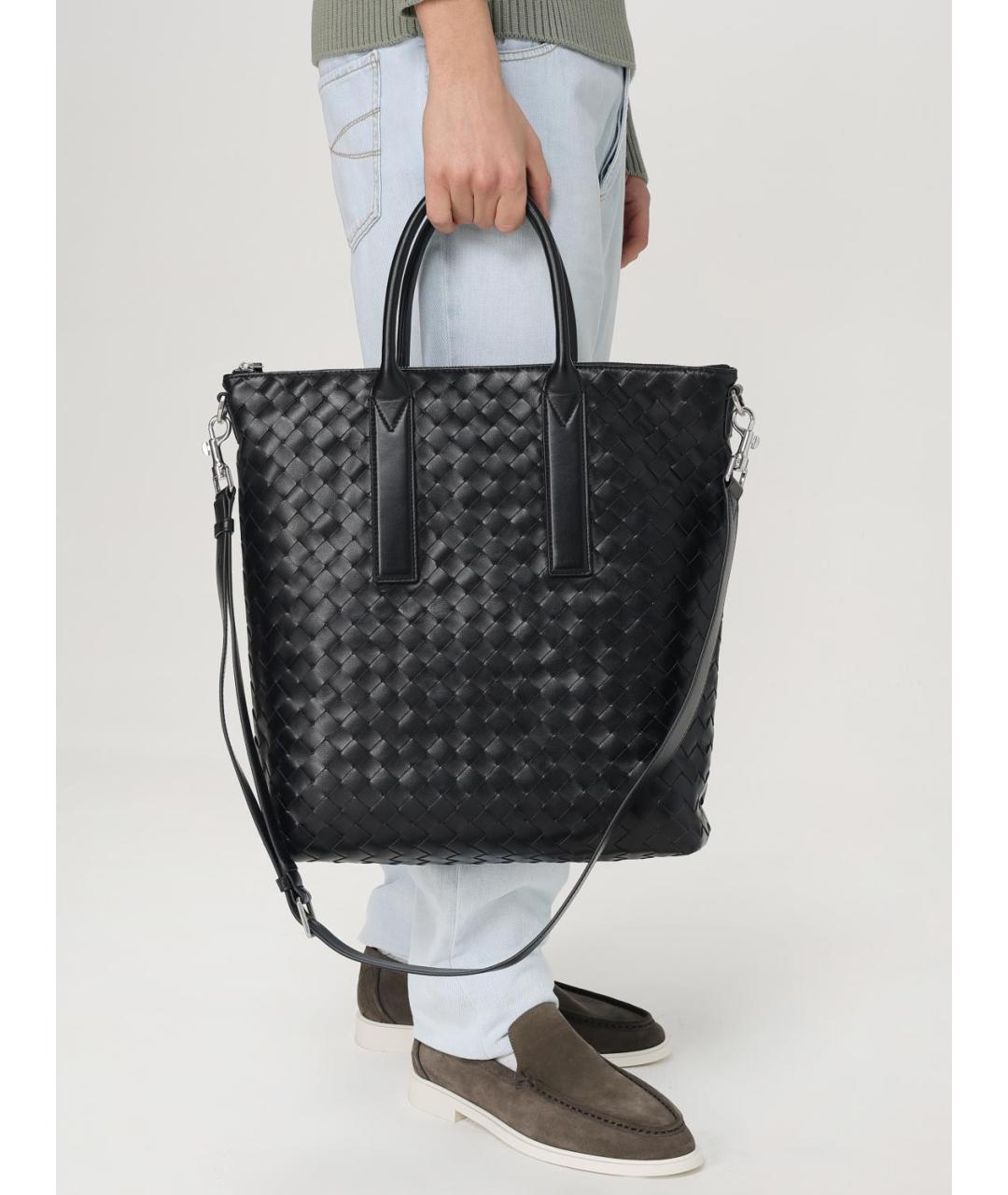 BOTTEGA VENETA Черная кожаная сумка тоут, фото 2