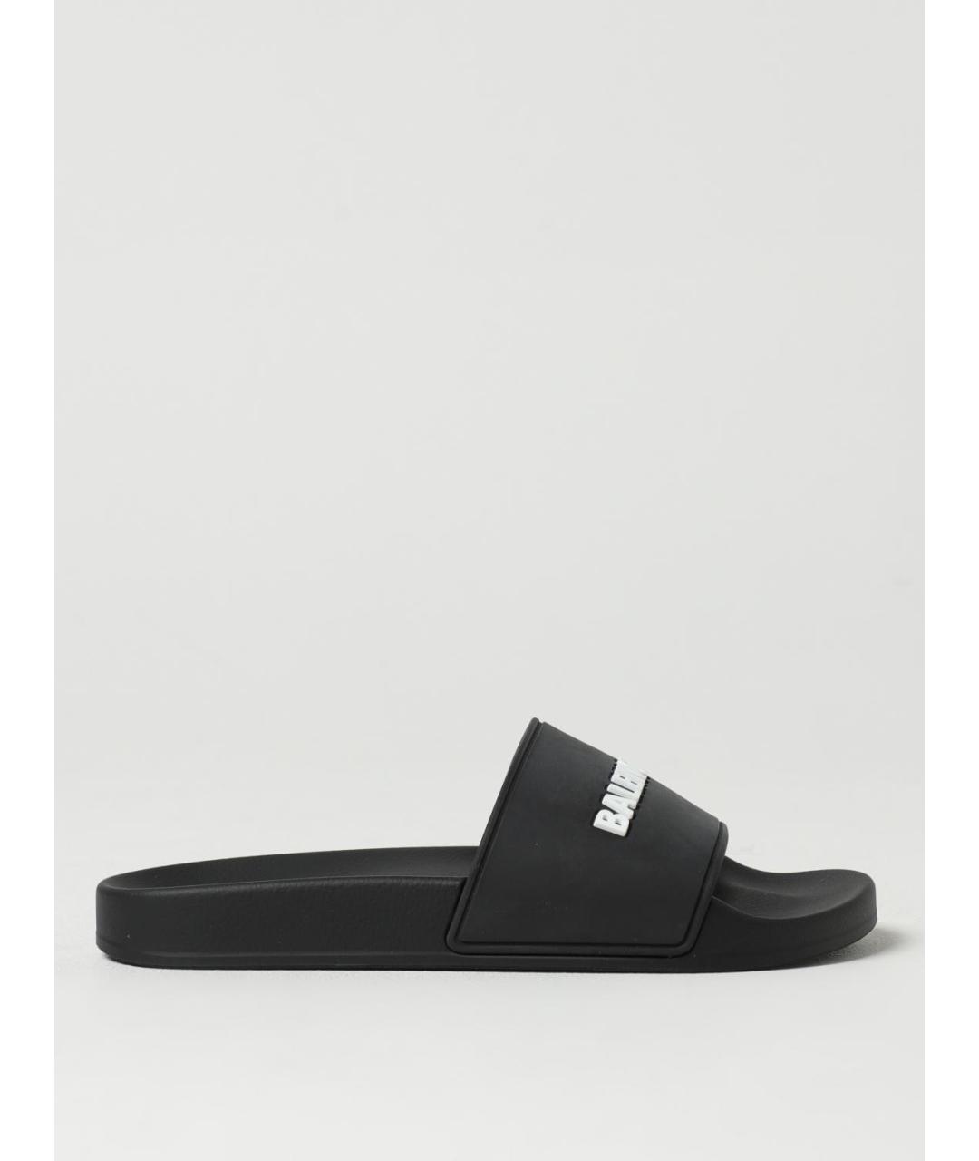 BALENCIAGA Черные резиновые шлепанцы, фото 5