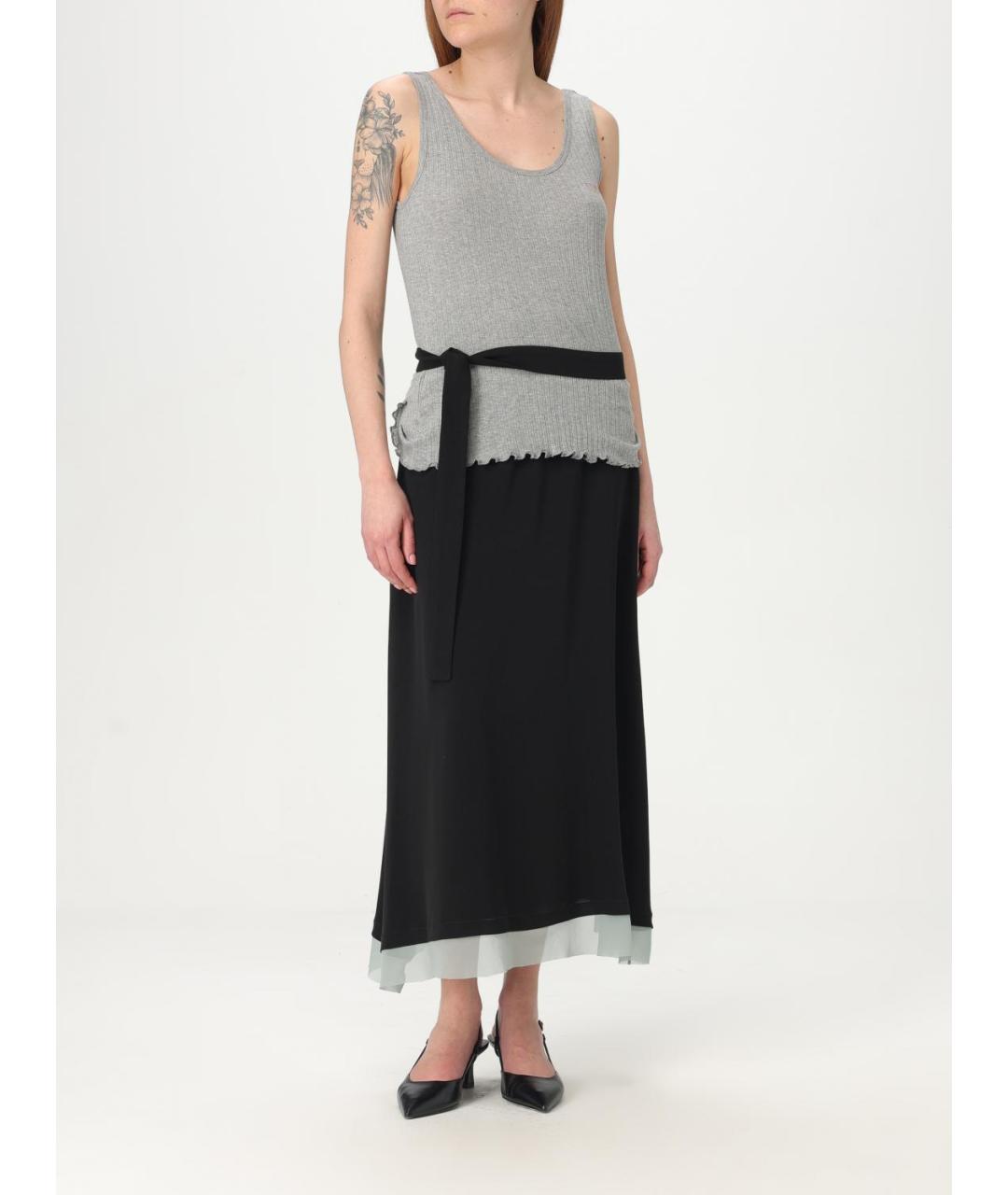 FENDI Черная шелковая юбка миди, фото 2