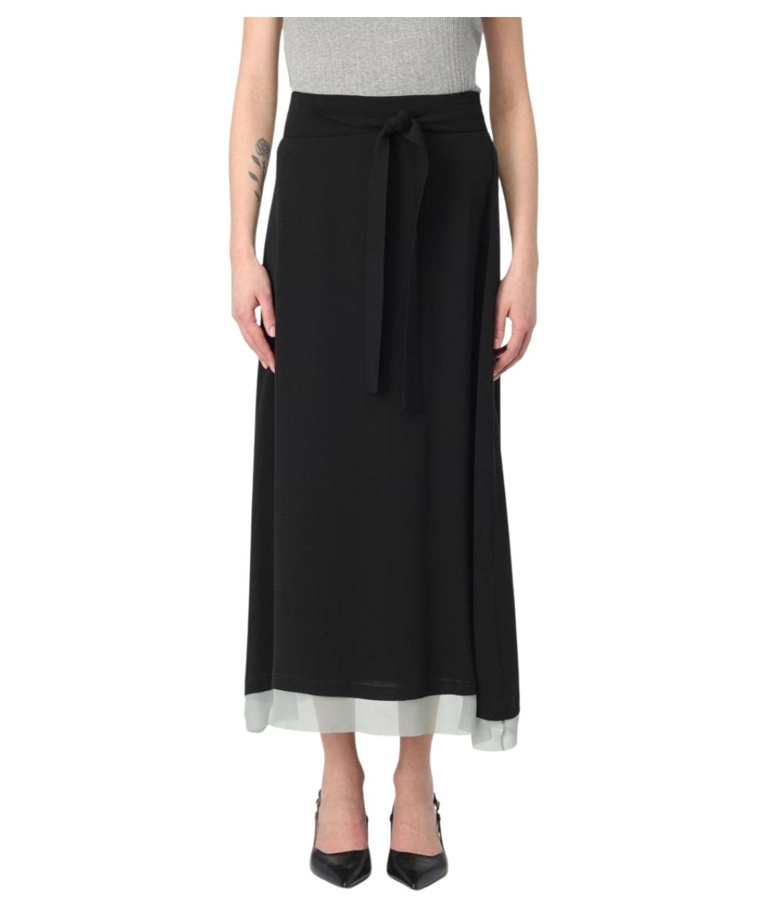 FENDI Черная шелковая юбка миди, фото 1