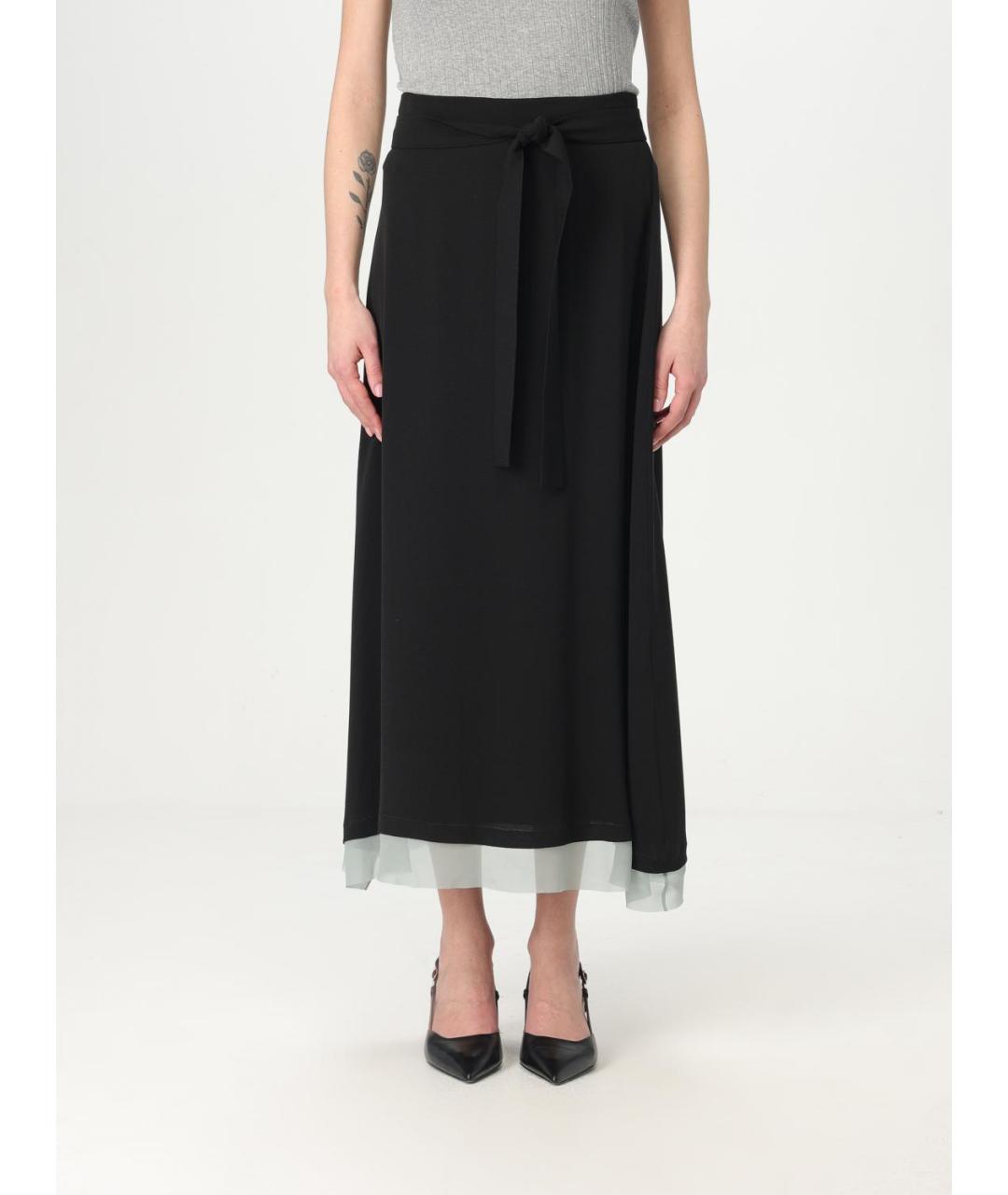 FENDI Черная шелковая юбка миди, фото 6