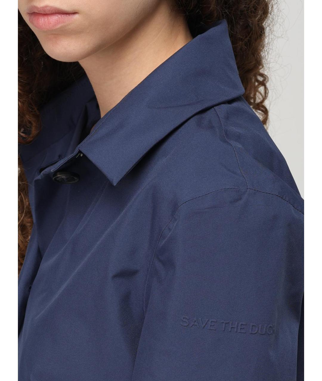 SAVE THE DUCK Синий полиэстеровый тренч/плащ, фото 4