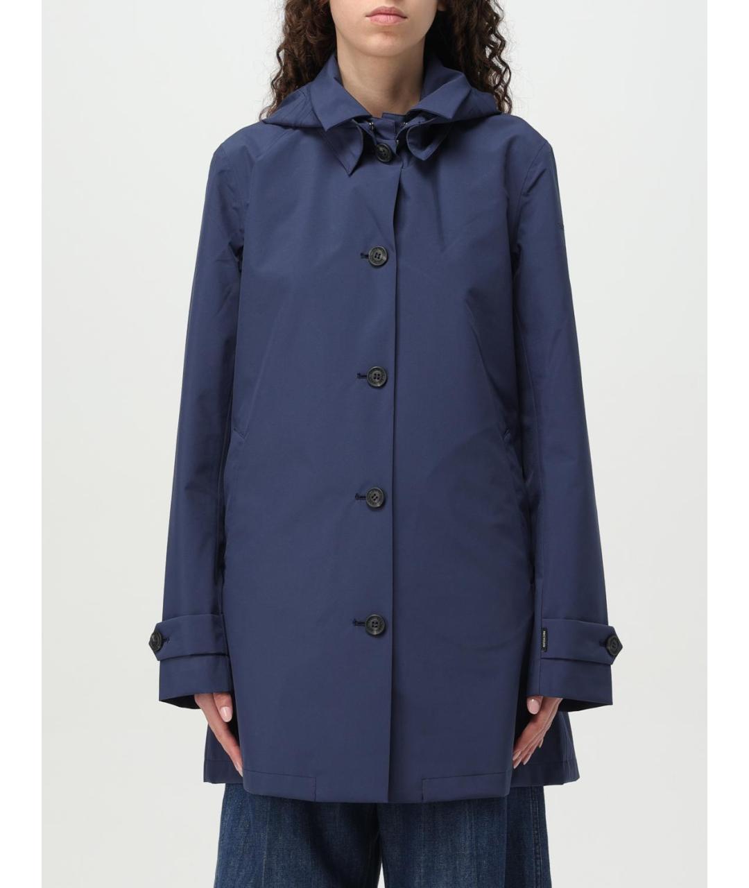 SAVE THE DUCK Синий полиэстеровый тренч/плащ, фото 5