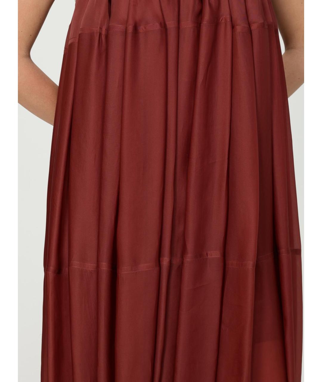 FERRAGAMO Бордовое вискозное повседневное платье, фото 5
