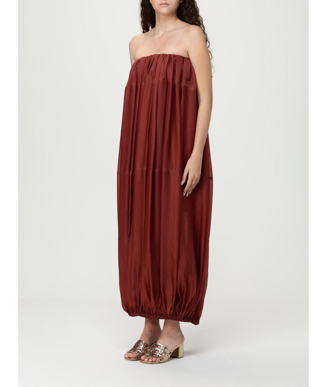FERRAGAMO Бордовое вискозное повседневное платье, фото 4