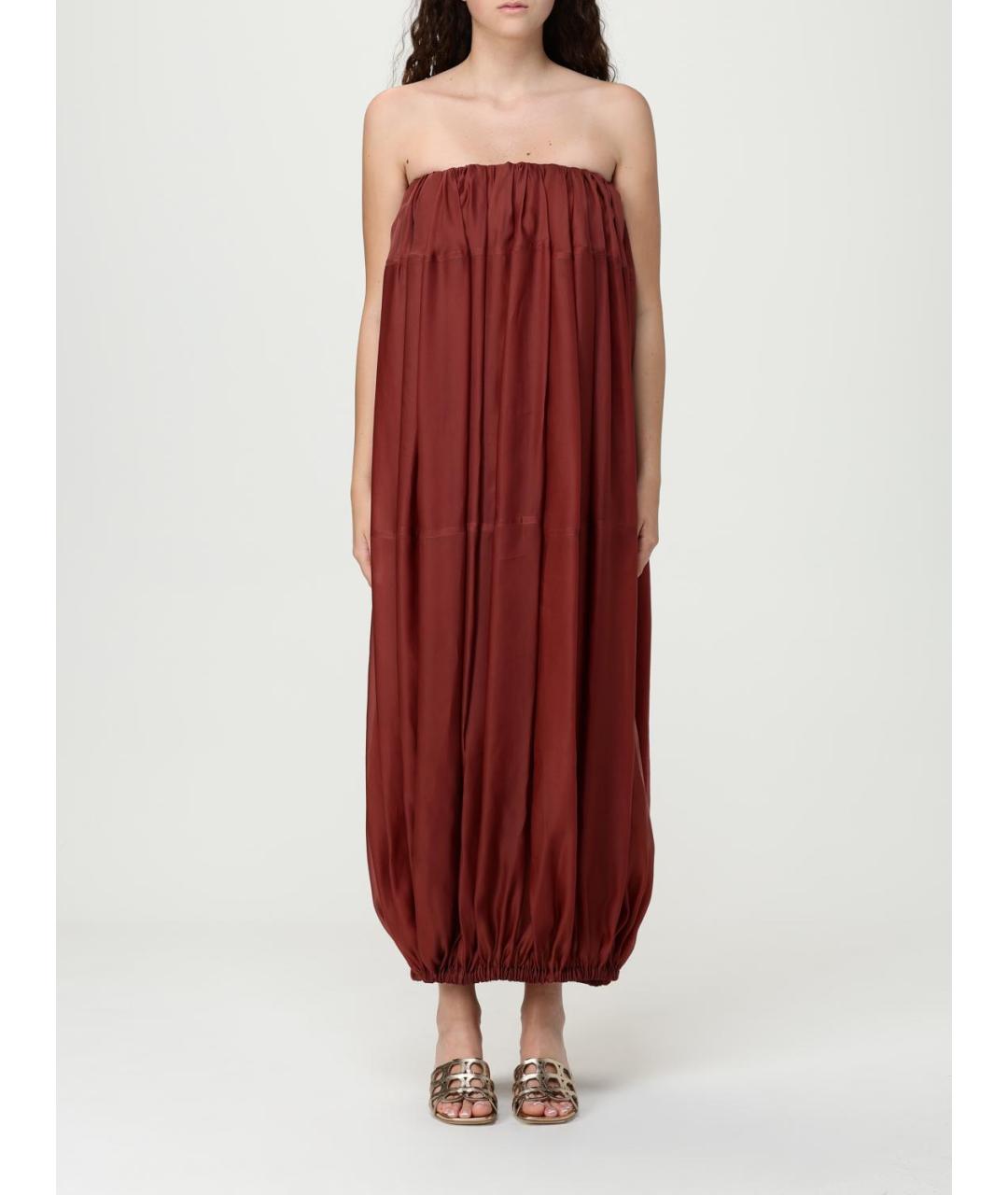 FERRAGAMO Бордовое вискозное повседневное платье, фото 2