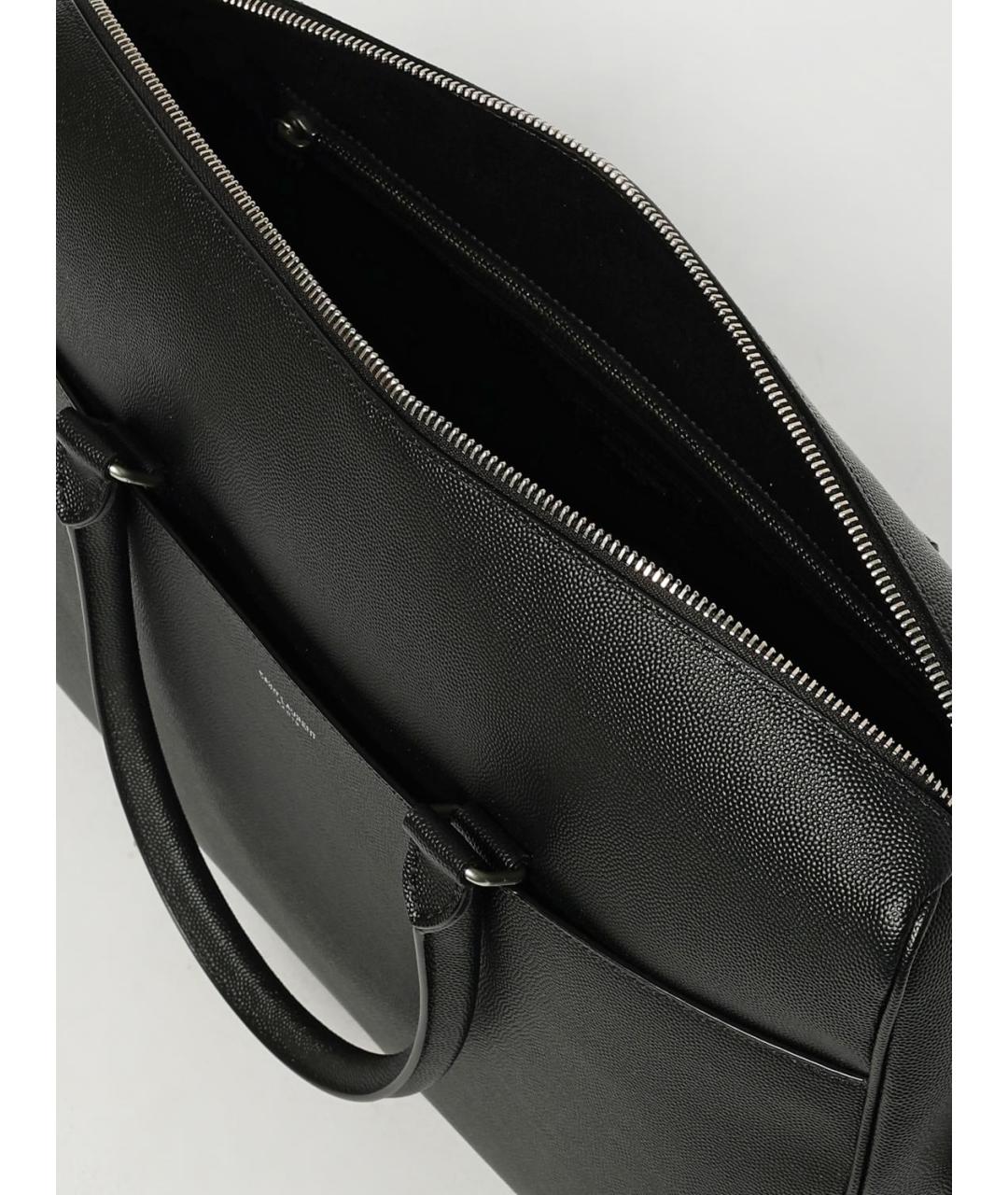 SAINT LAURENT Черный кожаный портфель, фото 5