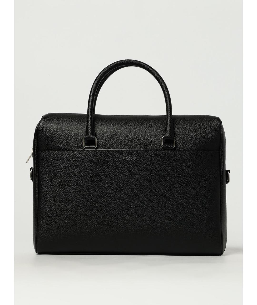 SAINT LAURENT Черный кожаный портфель, фото 6