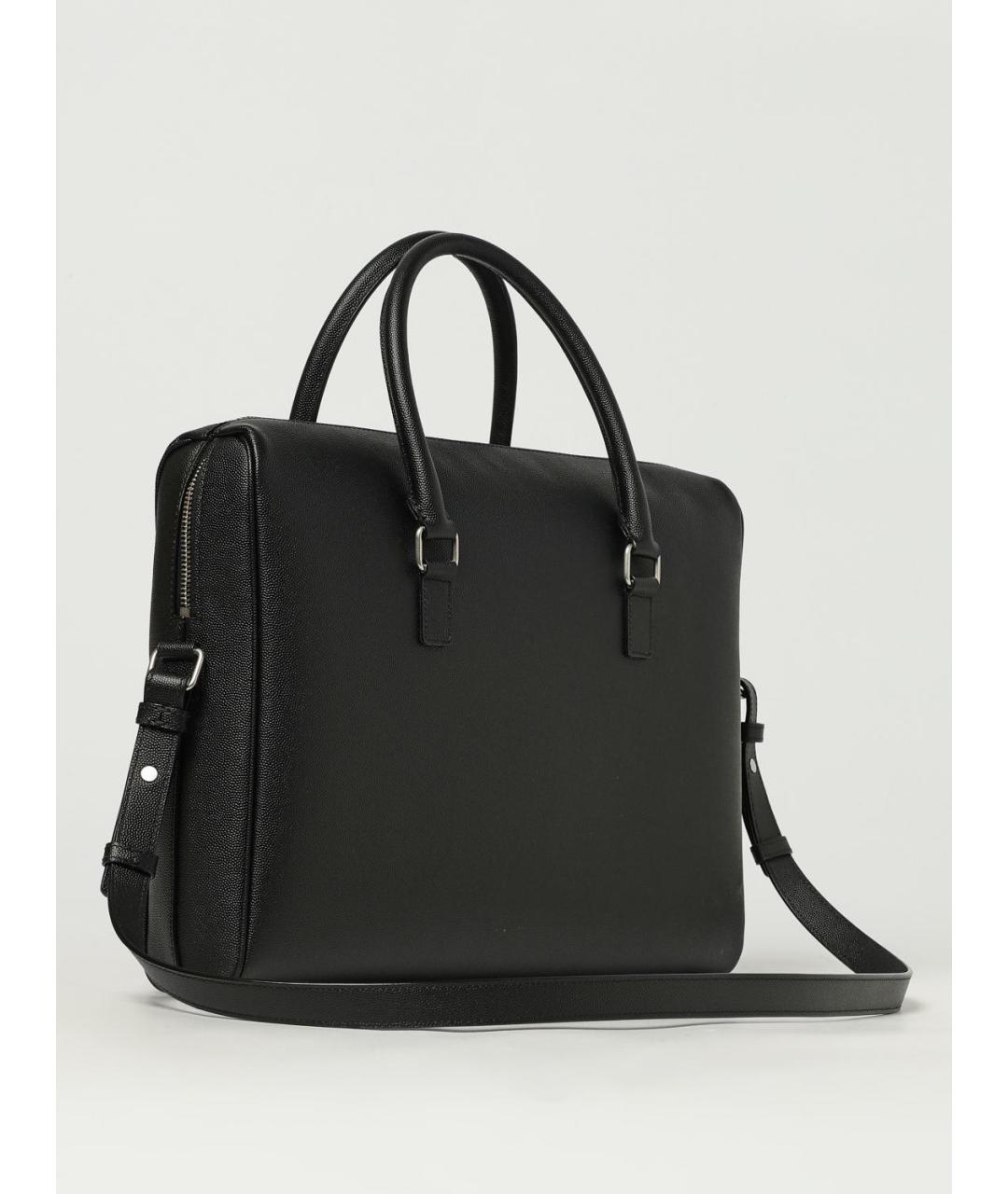 SAINT LAURENT Черный кожаный портфель, фото 3