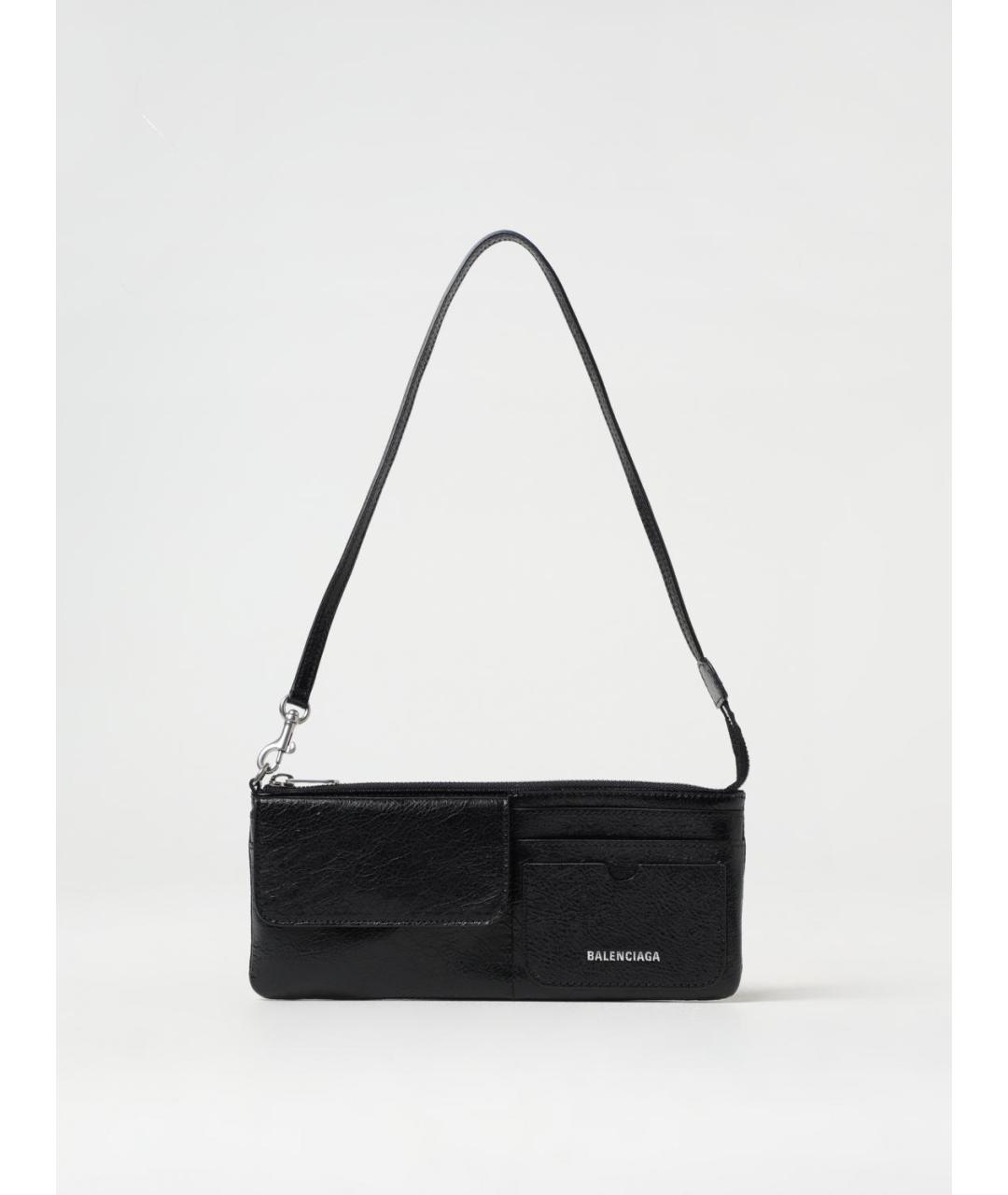 BALENCIAGA Черная кожаная сумка через плечо, фото 6