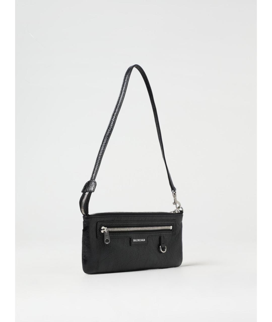 BALENCIAGA Черная кожаная сумка через плечо, фото 3