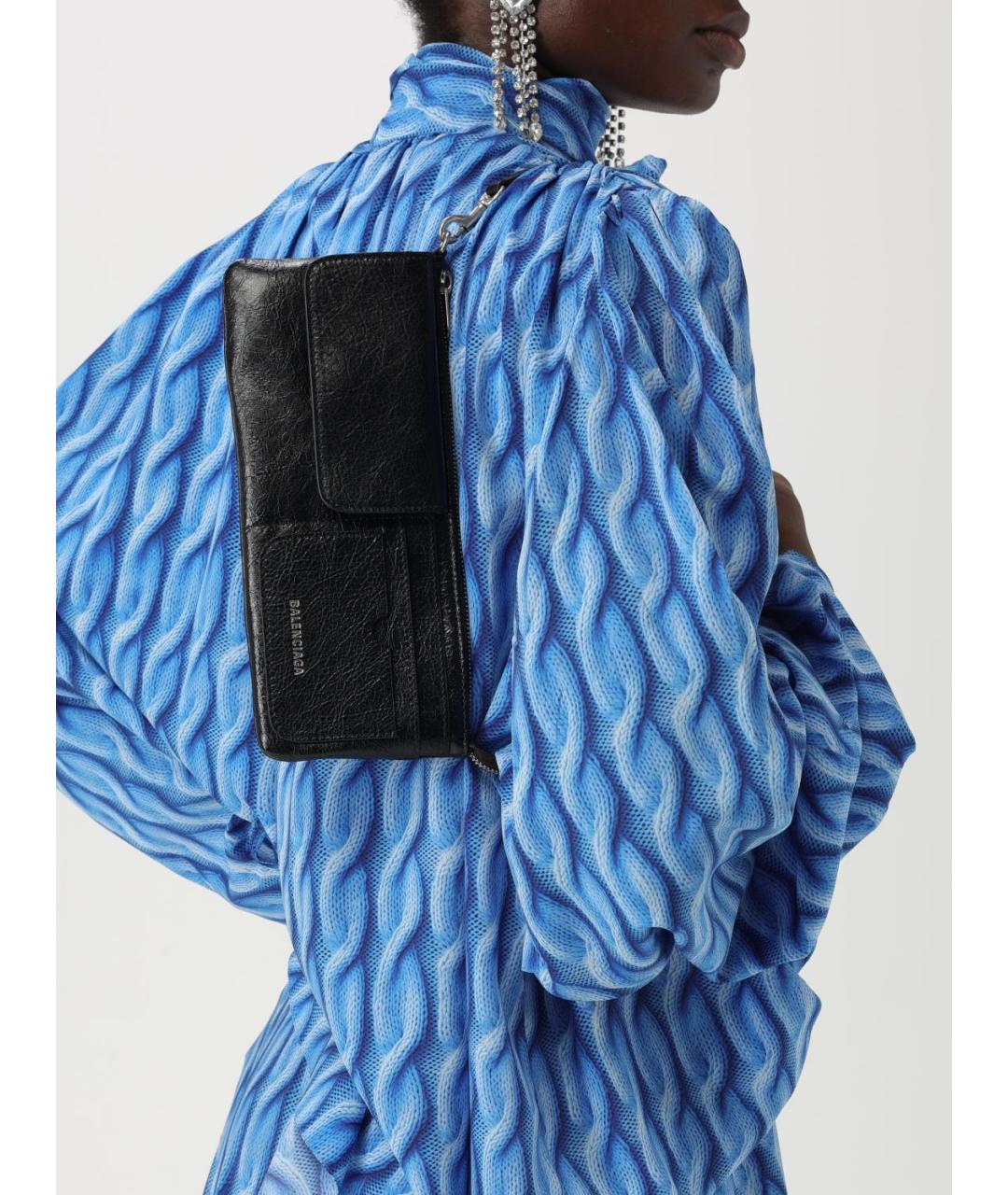 BALENCIAGA Черная кожаная сумка через плечо, фото 2