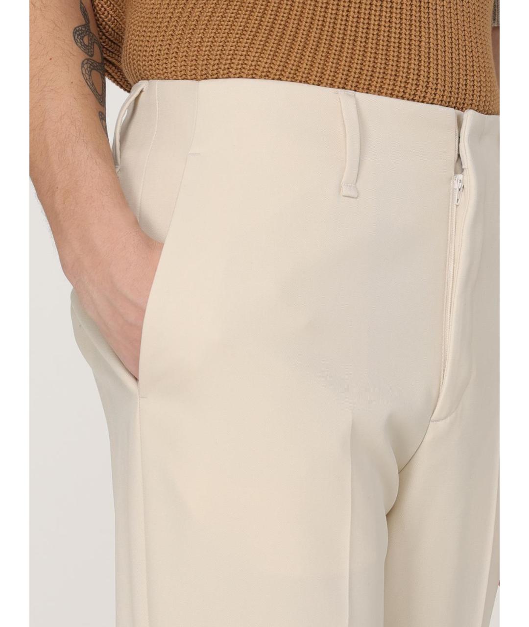 FENDI Бежевые шерстяные повседневные брюки, фото 5