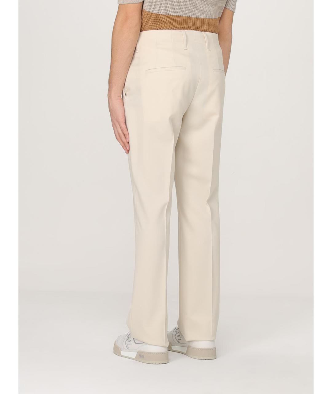 FENDI Бежевые шерстяные повседневные брюки, фото 3