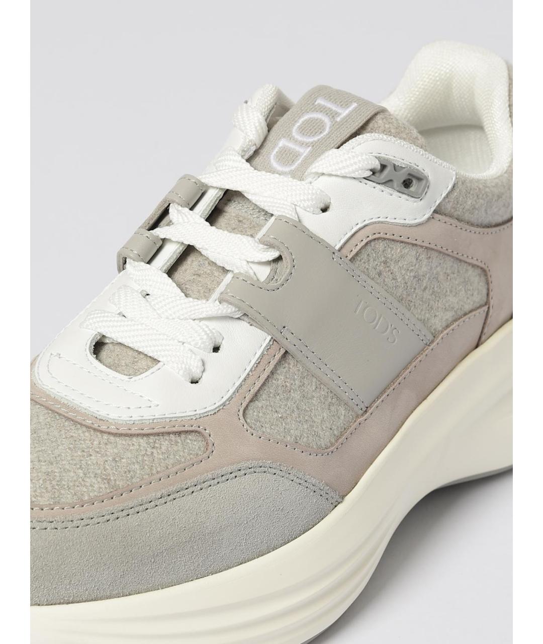 TOD'S Серые кожаные кроссовки, фото 4