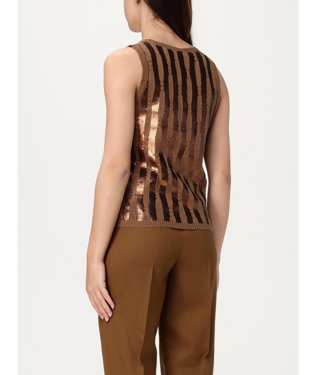 MAX MARA Коричневая льняная майка, фото 3