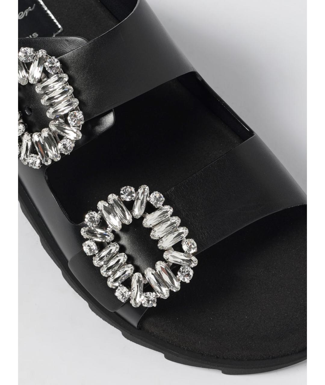 ROGER VIVIER Черные кожаные сандалии, фото 4