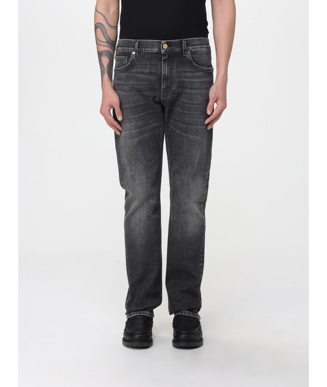 VERSACE Серые хлопко-эластановые прямые джинсы, фото 6