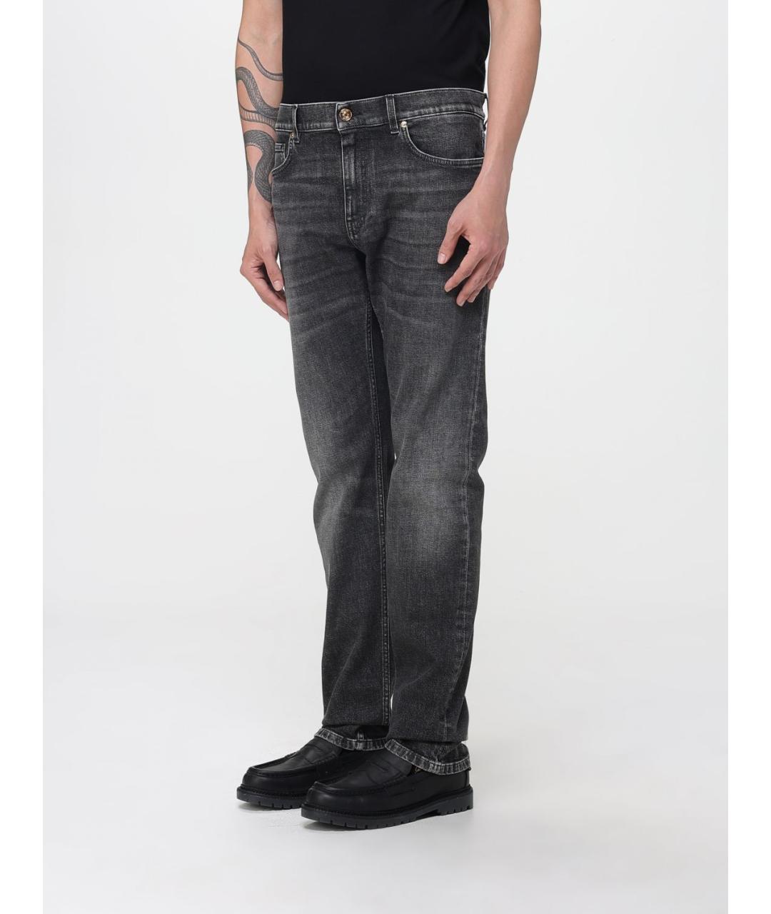 VERSACE Серые хлопко-эластановые прямые джинсы, фото 4