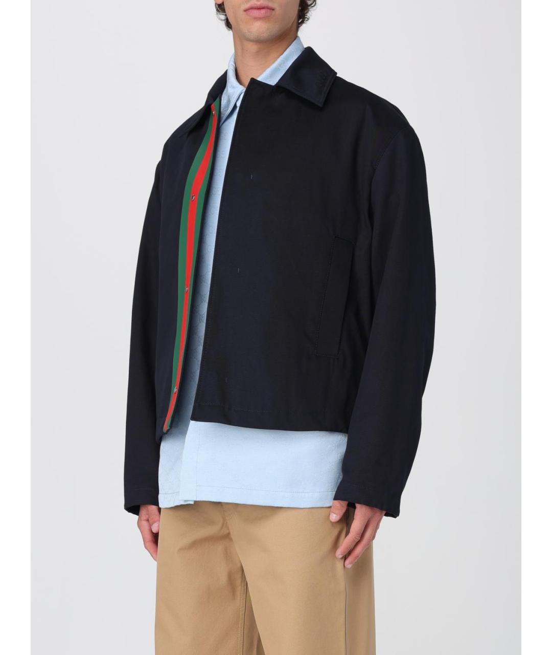 GUCCI Темно-синяя хлопковая куртка, фото 5