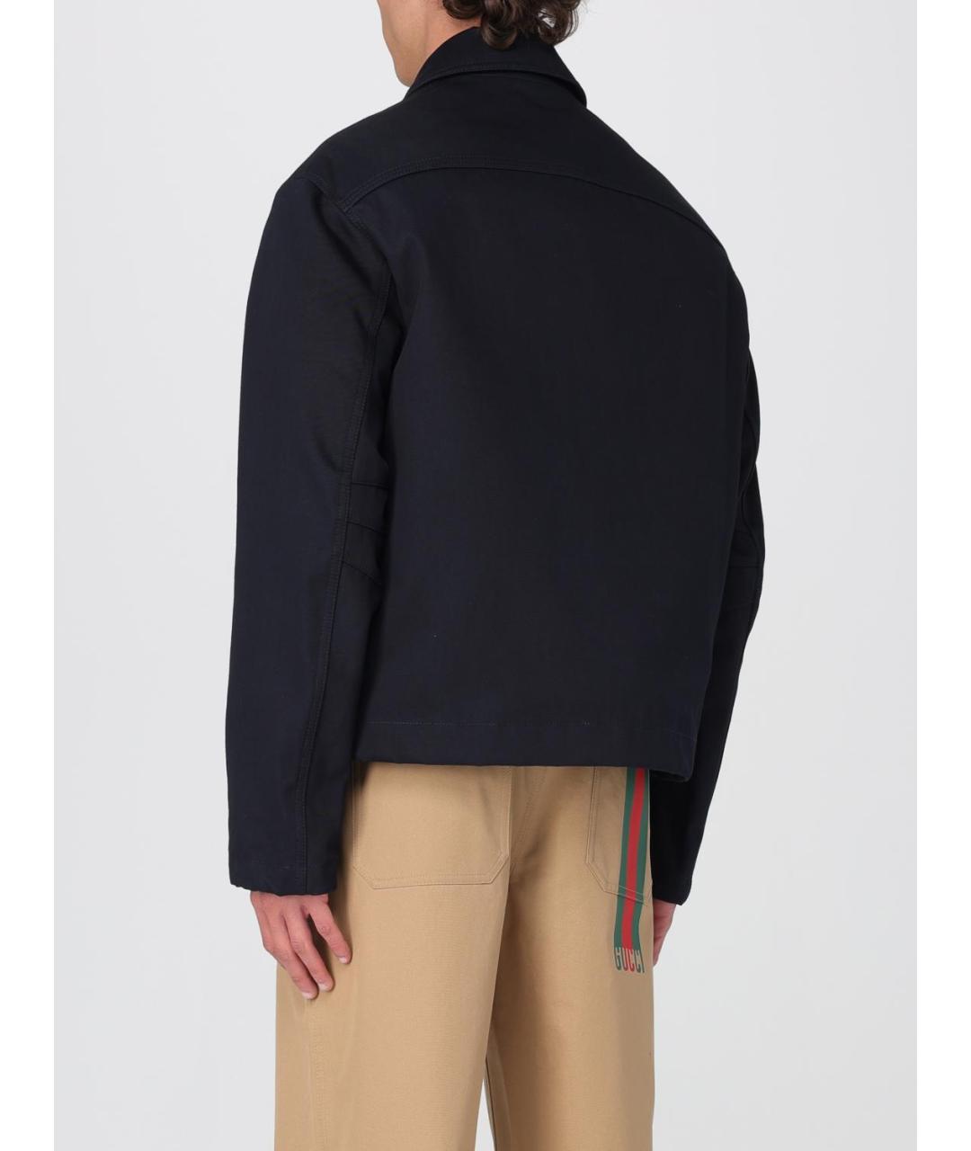 GUCCI Темно-синяя хлопковая куртка, фото 4
