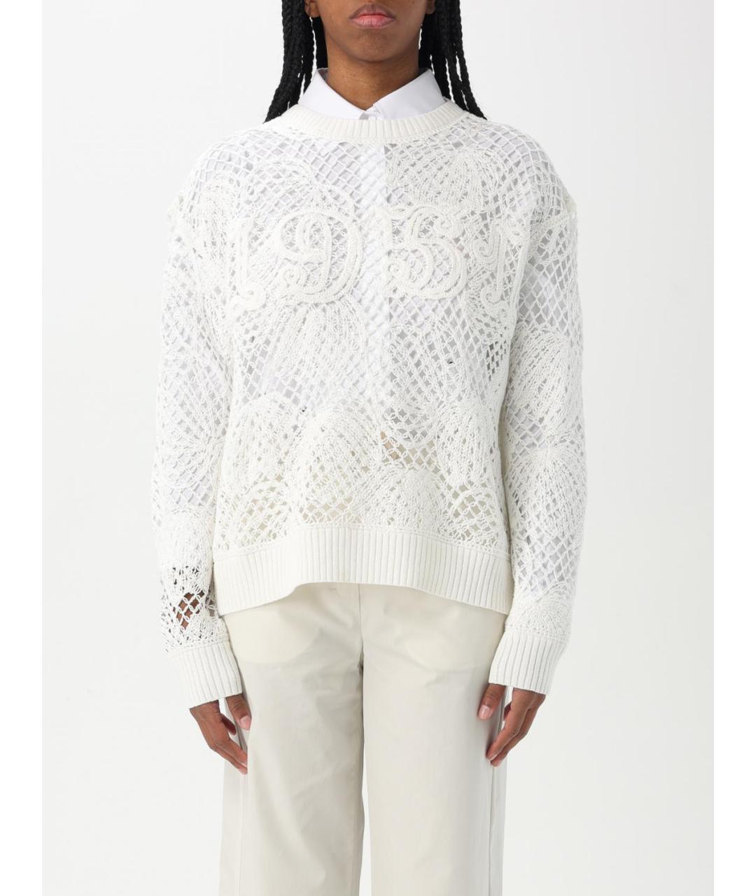 MAX MARA Белый хлопковый джемпер / свитер, фото 2