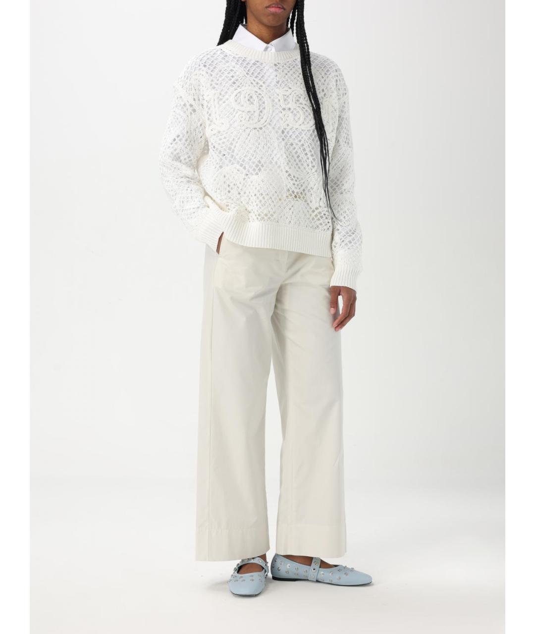 MAX MARA Белый хлопковый джемпер / свитер, фото 3