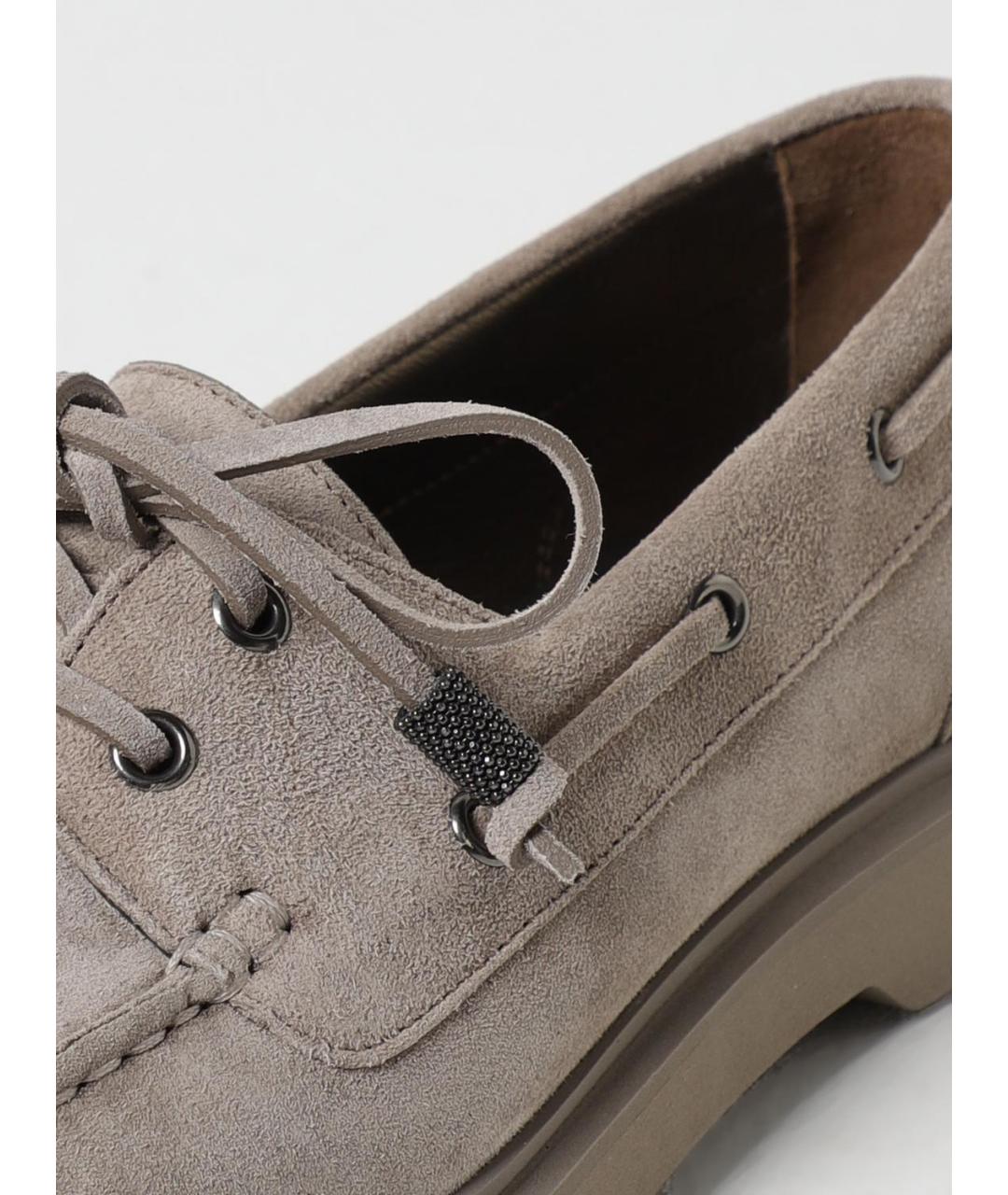 BRUNELLO CUCINELLI Бежевые замшевые лоферы, фото 4